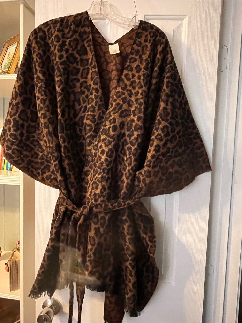 Leopard Print Kimono Wrap - Brown